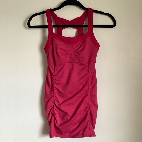 Athleta Scruntch Tank Hot Pink Strappy Criss Cross - Picture 5 of 6